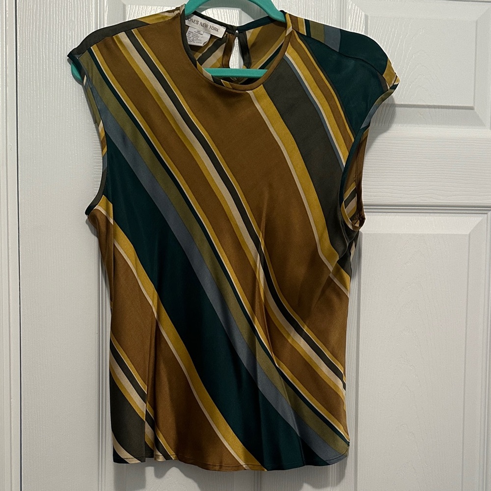 Jones New York Multicolor 100% silk Striped Blouse